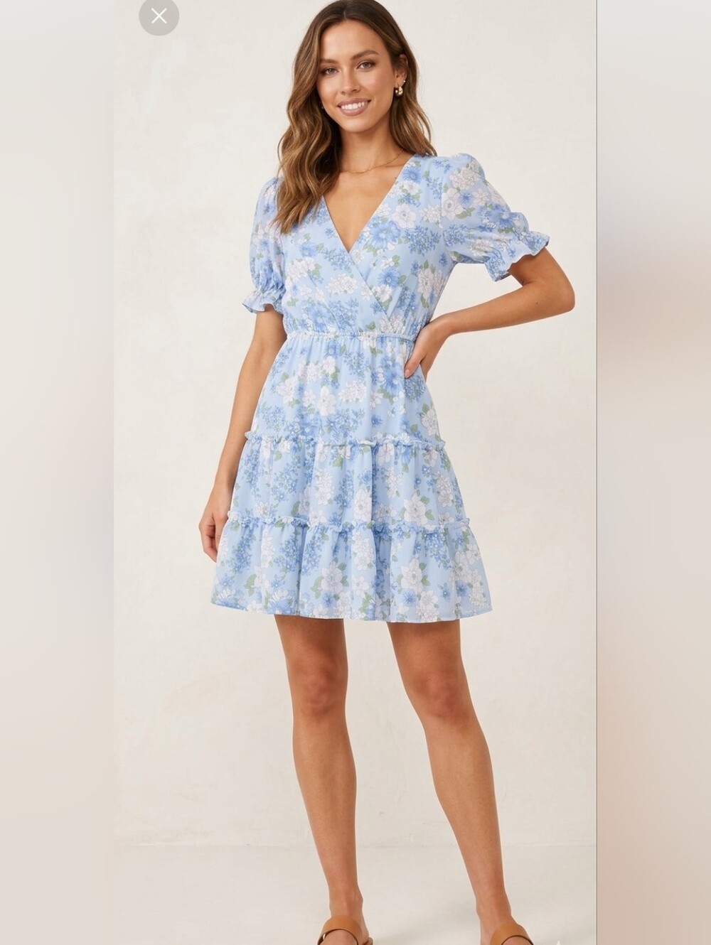 Inspired Hearts Blue and White Floral Dress